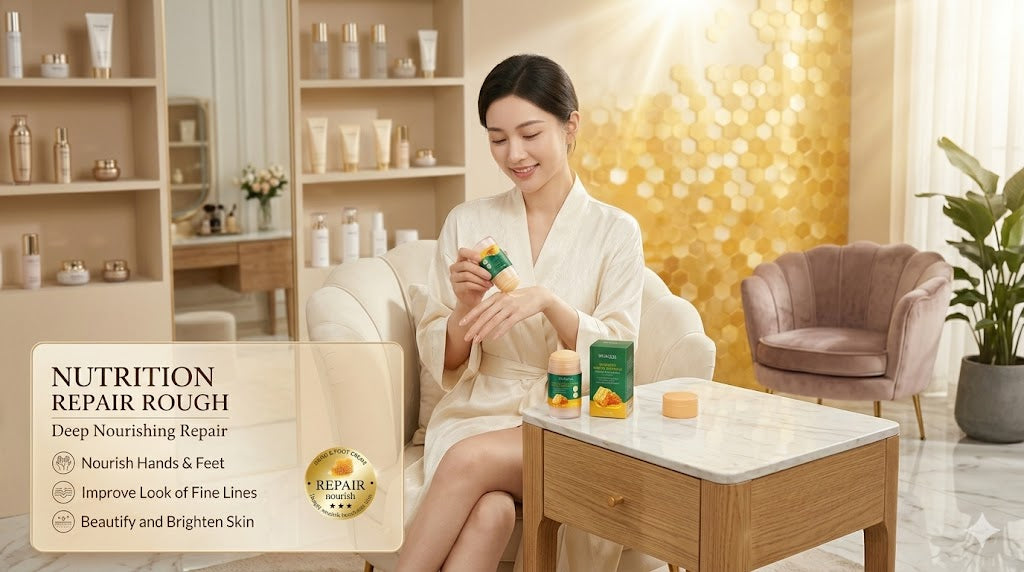 Crème pour les mains et les pieds nourrit en profondeur les peaux sèches et gercées, soulageant efficacement les problèmes de sécheresse et redonnant à la peau douceur et hydratation.