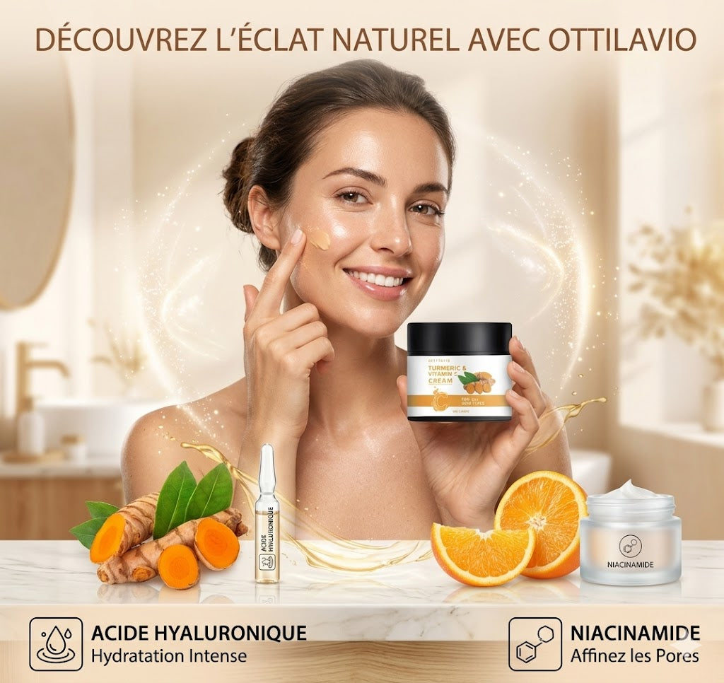 Crème Curcuma & Vitamine C — Éclat Visage & Cou