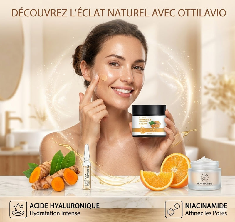Crème Curcuma & Vitamine C — Éclat Visage & Cou