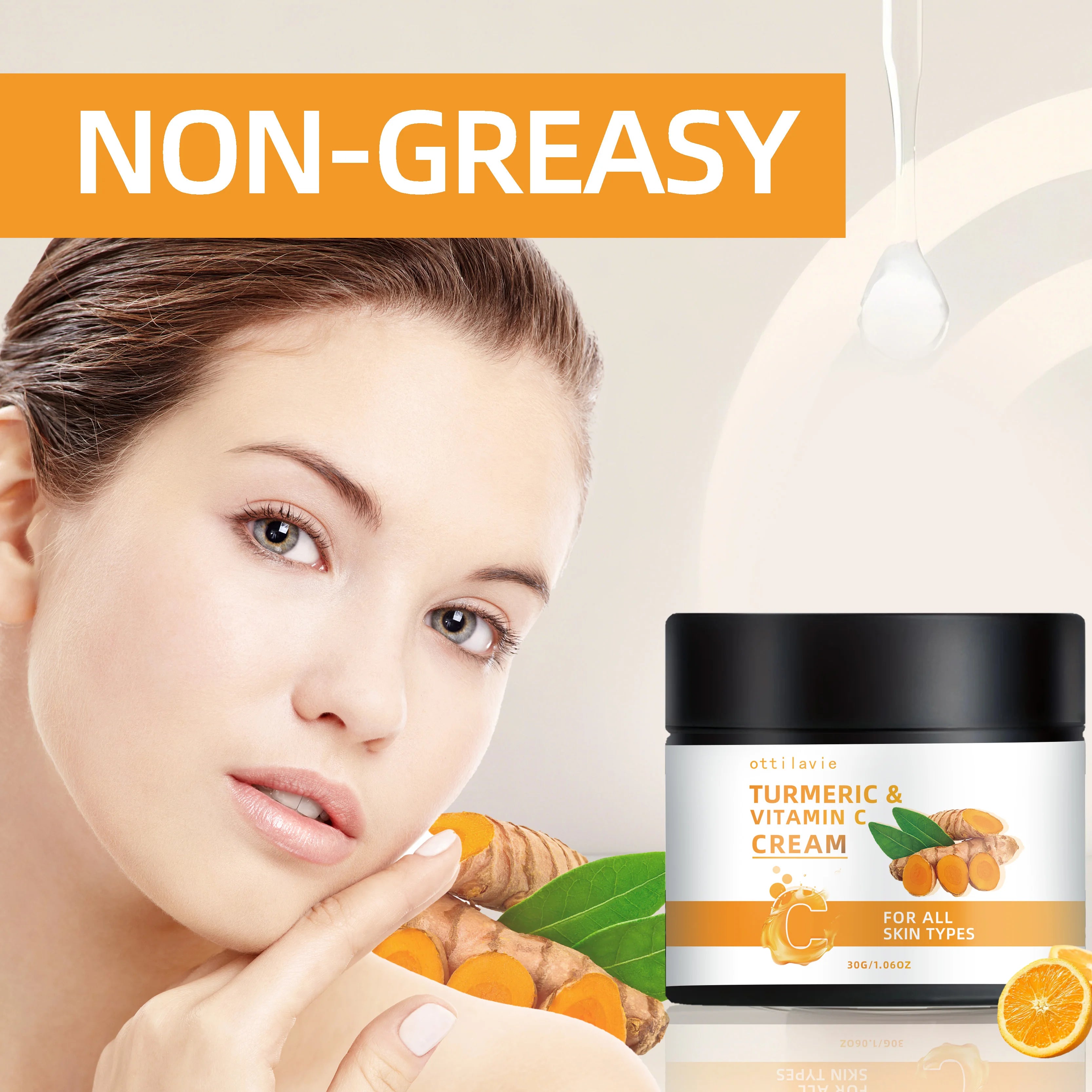 Crème Curcuma & Vitamine C — Éclat Visage & Cou