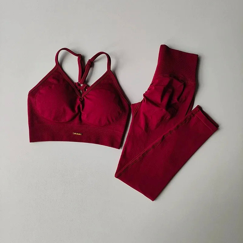 Combinaison d’exercice pour femmes à taille haute pêche, vêtements de fitness de yoga antichoc pour la course et le style